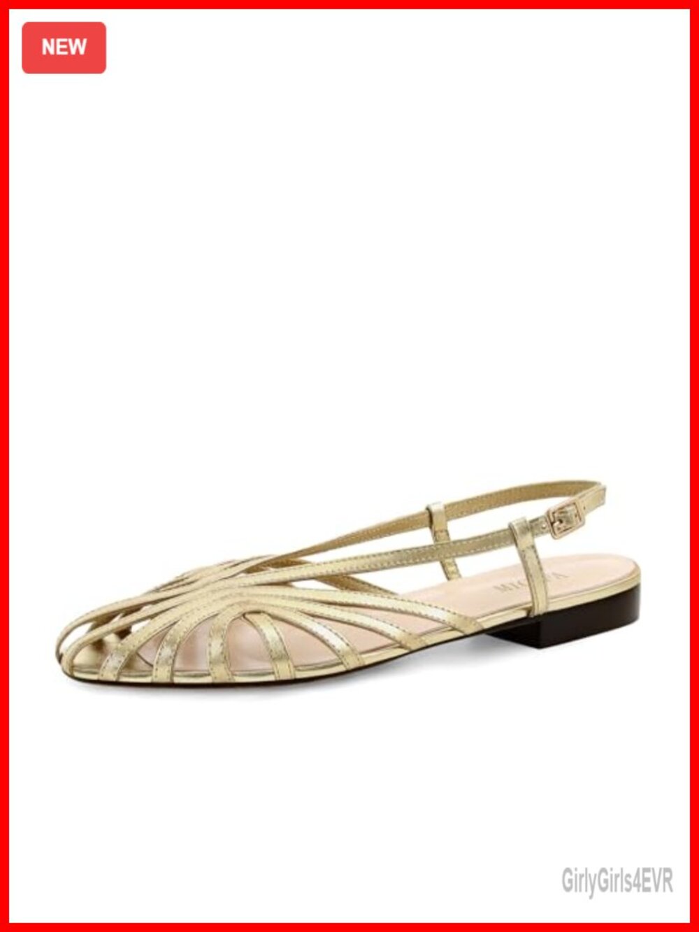 MICIFA Women's Square Toe Slingback Flat Sandals Adjustable Buckle Strap Slip